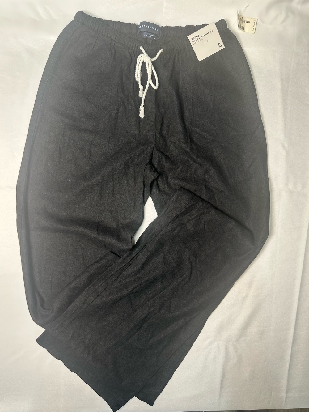 NWT Aeropostale Black Linen-blend Women's Drawstring Pants Size S